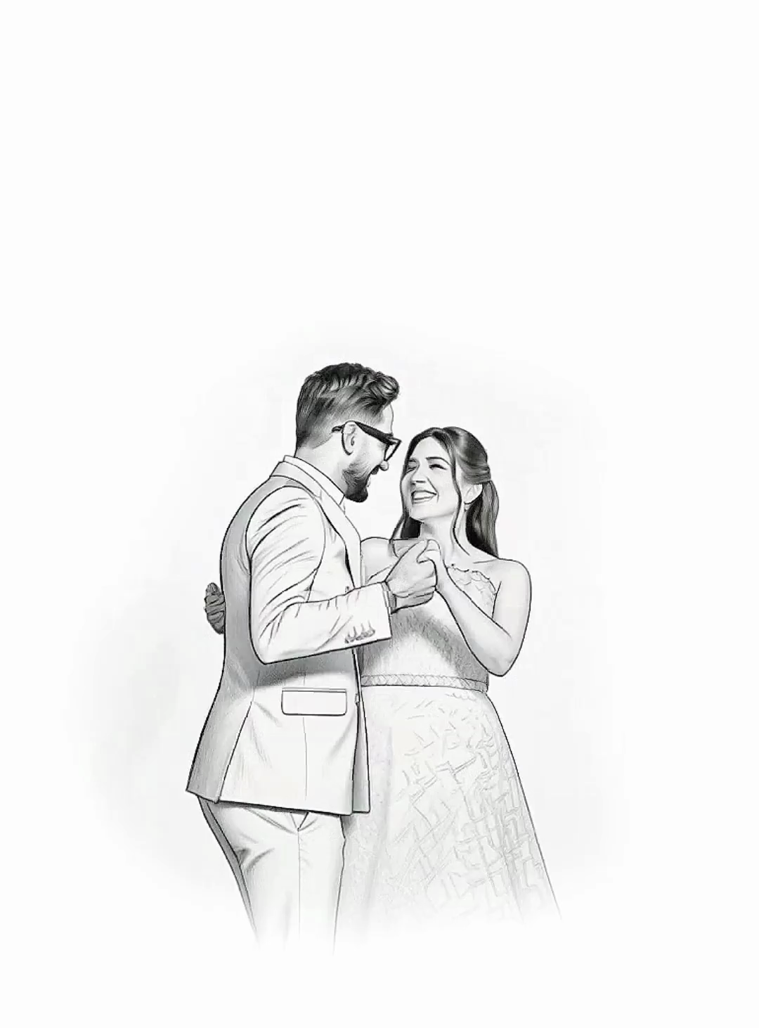 Achref and Eya dancing beneath a chandelier